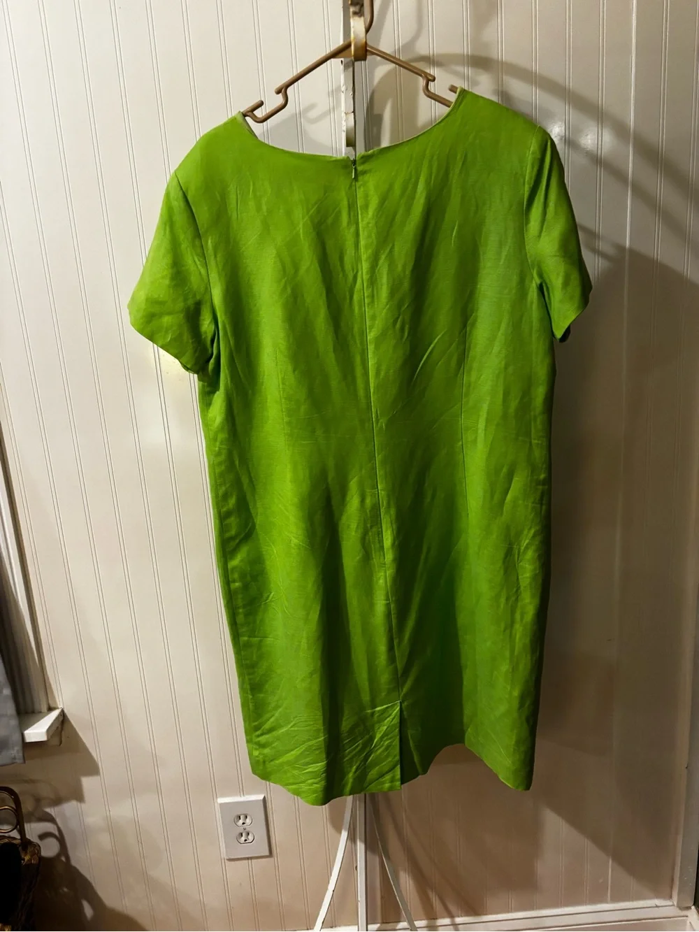 💚 Adolfo Studio Lime Green Linen Blend Dress – Size 16 💚 - Picture 3 of 4